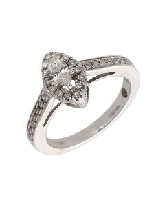 Pre-Owned 14ct White Gold Marquise Shaped Diamond Cluster Ring