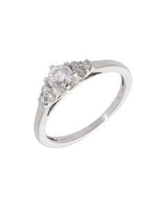 Pre-Owned 18ct Gold 0.50ct Diamond Solitaire & Shoulders Ring