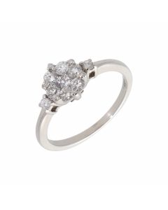 Pre-Owned 9ct White Gold Diamond Cluster Ring