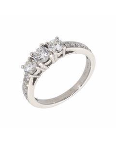 Pre-Owned 18ct White Gold 0.75 Carat Diamond Trilogy Ring