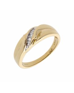 Pre-Owned 9ct Yellow Gold Diamond Set Wave Band Dress Ring