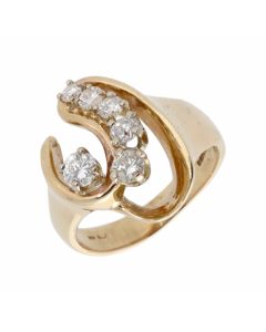Pre-Owned 9ct Yellow Gold 0.35 Carat Diamond Wave Dress Ring