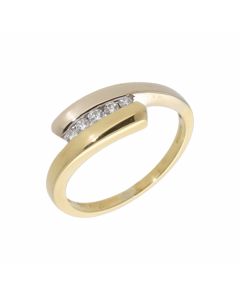 Pre-Owned 18ct Yellow & White Gold Diamond Crossover Twist Ring