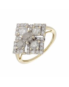 Pre-Owned 9ct Yellow Gold 1.78 Carat Diamond Cluster Ring
