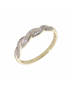 Pre-Owned 9ct Yellow Gold 0.10 Carat Diamond Set Wave Ring