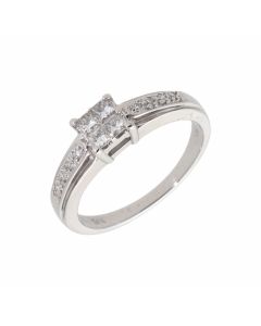 Pre-Owned 18ct White Gold 0.25 Carat Mixed Cut Diamond Ring