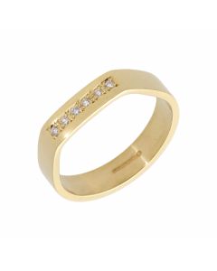 Pre-Owned 18ct Yellow Gold Diamond Set Signet Style Band Ring