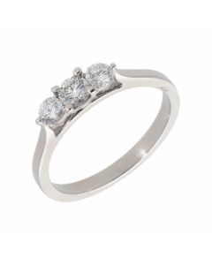 Pre-Owned 18ct White Gold 0.50 Carat Diamond Trilogy Ring