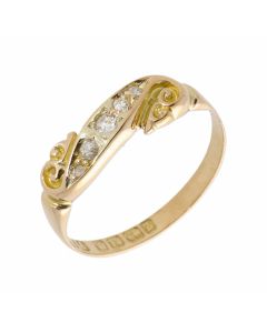Pre-Owned 18ct Gold Vintage 5 Stone Diamond Scroll Wave Ring
