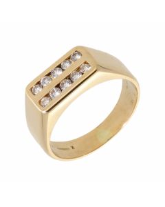 Pre-Owned 18ct Gold 0.50 Carat Diamond Double Row Signet Ring