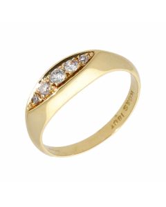 Pre-Owned 18ct Yellow Gold 5 Stone Diamond Signet Style Ring