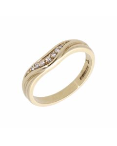 Pre-Owned 9ct Gold Diamond Set Wishbone Style Wave Ring