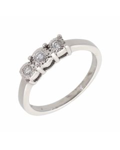 Pre-Owned 9ct White Gold 0.15 Carat Diamond Trilogy Ring
