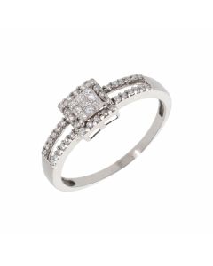 Pre-Owned 18ct White Gold Mixed Cut Diamond Cluster Ring