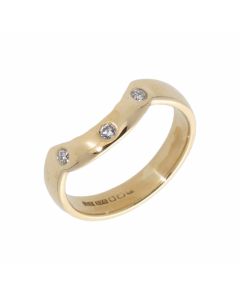 Pre-Owned 9ct Yellow Gold Diamond Set U-Shaped Band Ring