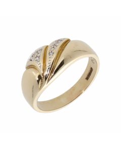 Pre-Owned 9ct Yellow Gold Diamond Set Wave Dress Ring