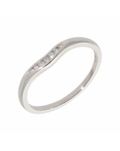 Pre-Owned Platinum 0.05 Carat Diamond Wave Dress Ring