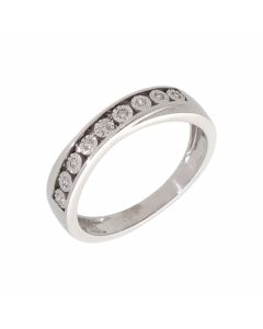 Pre-Owned 9ct White Gold Illusion Set Diamond Crossover Ring