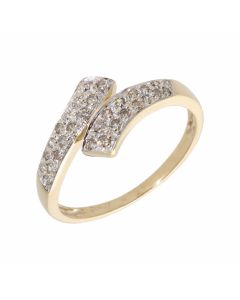 Pre-Owned 9ct Yellow Gold Diamond Set Crossover Dress Ring