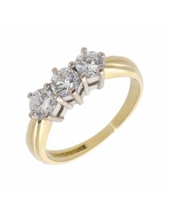 Pre-Owned 18ct Yellow Gold 0.75 Carat Diamond Trilogy Ring