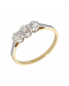 Pre-Owned 18ct Gold Vintage Style Diamond Trilogy Ring