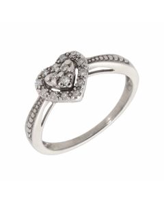 Pre-Owned 9ct White Gold 0.12 Carat Diamond Heart Cluster Ring
