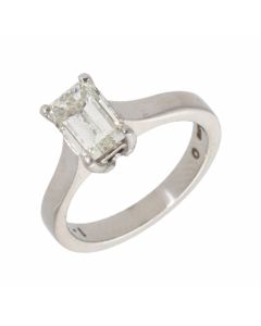 Pre-Owned Platinum 1.02 Carat Emerald Cut Diamond Solitaire Ring