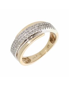 Pre-Owned 9ct Gold 0.25 Carat Diamond Double Row Crossover Ring