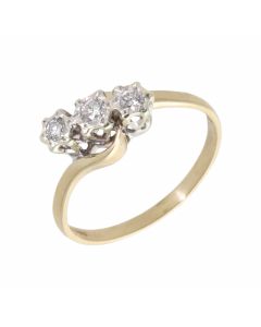 Pre-Owned 9ct Gold 0.18 Carat Diamond Trilogy Twist Ring