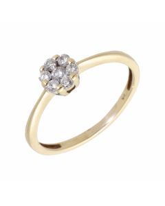 Pre-Owned 9ct Yellow Gold 0.15 Carat Diamond Cluster Ring