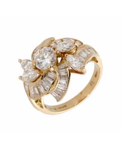 Pre-Owned 18ct Gold 3.22 Carat Mixed Cut Diamond Cluster Ring