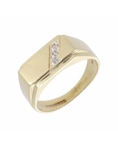 Pre-Owned 9ct Gold Diamond Set Rectangle Signet Ring