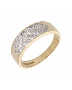Pre-Owned 9ct Gold Diamond Set Criss Cross Band Ring