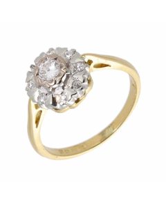 Pre-Owned 18ct Yellow Gold Illusion Set Diamond Cluster Ring