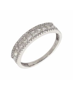 Pre-Owned 9ct White Gold 1.00 Carat Mixed Cut Diamond Band Ring