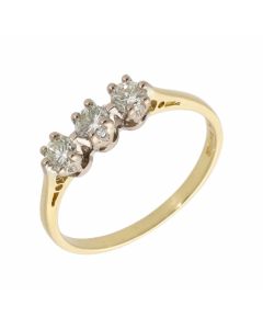 Pre-Owned 18ct Yellow Gold 0.35 Carat Diamond Trilogy Ring