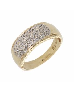 Pre-Owned 9ct Yellow Gold 0.25 Carat Diamond Set Domed Band Ring