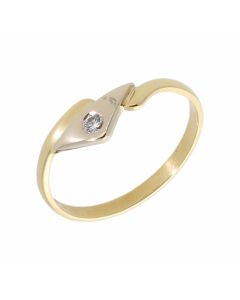Pre-Owned 18ct Yellow & White Gold Diamond Solitaire Wave Ring