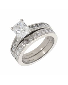 Pre-Owned Platinum 2.91 Carat Mixed Cut Diamond Bridal Ring Set
