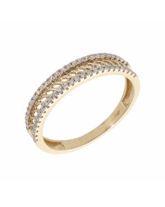 Pre-Owned 9ct Gold Diamond Edged Fancy Cutout Band Dress Ring