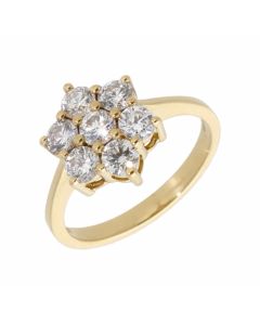 Pre-Owned 18ct Yellow Gold 1.00 Carat Diamond Cluster Ring