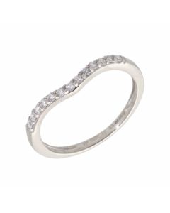 Pre-Owned 9ct White Gold Diamond Wave Wishbone Ring