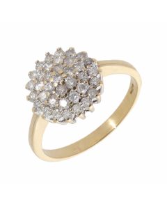 Pre-Owned 9ct Yellow Gold 0.75 Carat Diamond Cluster Ring