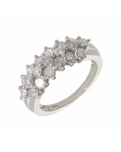 Pre-Owned 9ct White Gold Diamond Triple Row Dress Ring