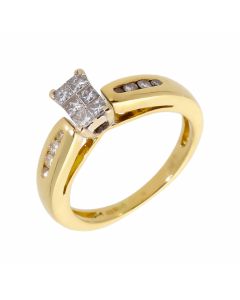 Pre-Owned 18ct Yellow Gold Mixed Cut Diamond Dress Ring
