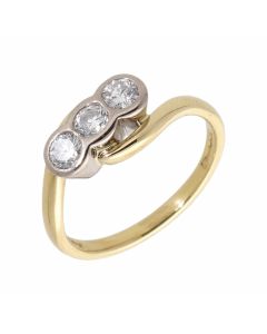 Pre-Owned 18ct Yellow Gold 0.50 Carat Diamond Trilogy Twist Ring