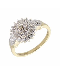 Pre-Owned 9ct Yellow Gold 0.20 Carat Diamond Cluster Ring
