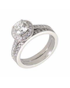 Pre-Owned Platinum 1.75 Carat Diamond Halo Bridal Ring Set