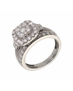 Pre-Owned 9ct White Gold 1.24 Carat Diamond Bridal Ring Set