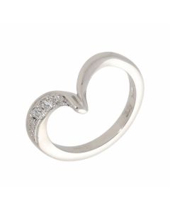 Pre-Owned 9ct White Gold Diamond Set Wishbone Ring